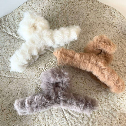 Fluffy Hair Clip Trio